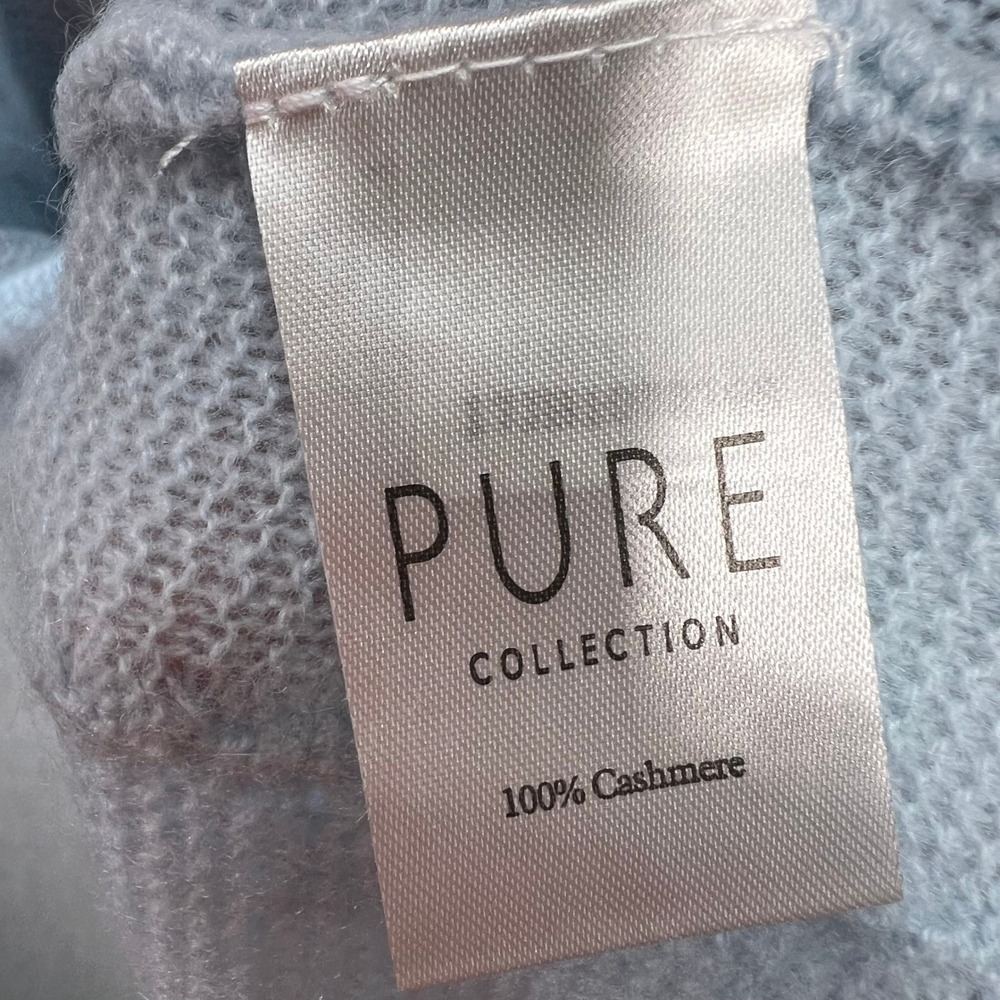 Pure Collection Cashmere Sweater Womens 6 Blue V-Neck Cable Knit‎ Pullover 7384 - Picture 4 of 7